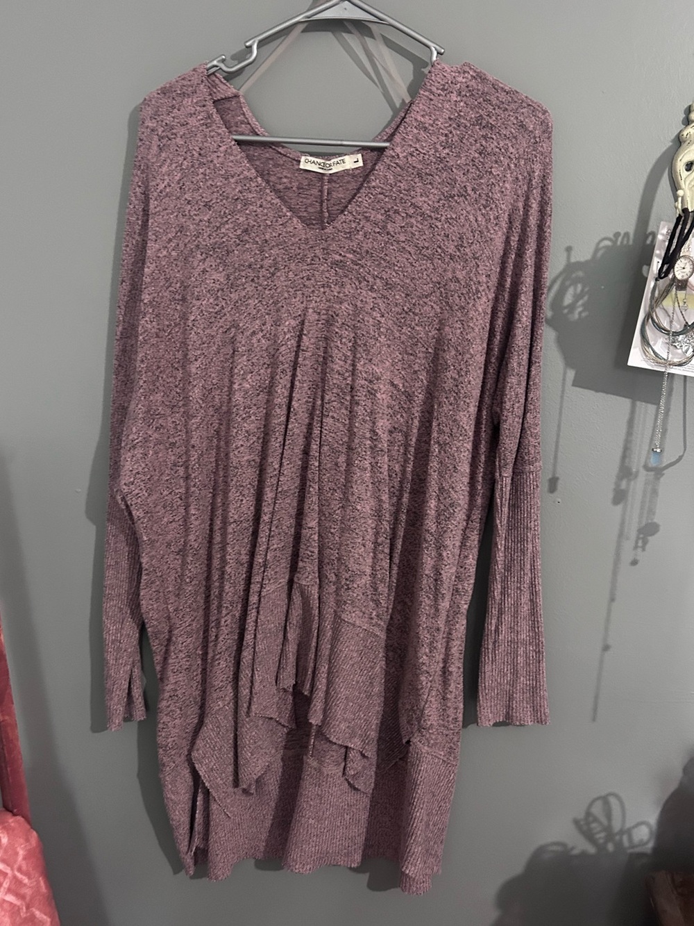 Chance or Fate Mauve V-Neck Long-Sleeve Tunic